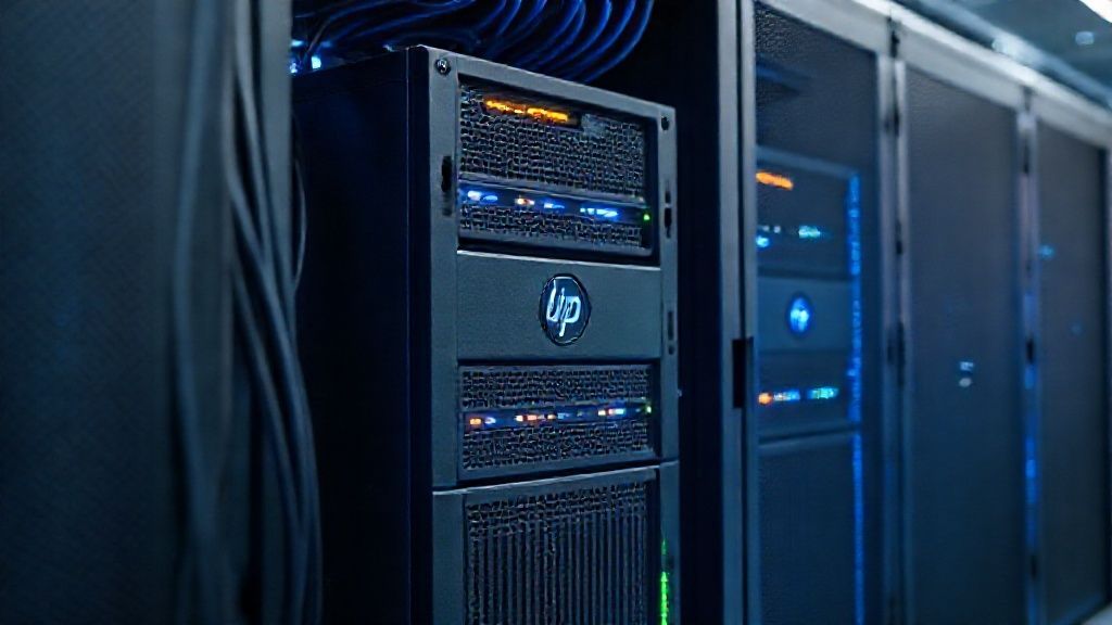 سرور اچ پی پرولیانت در رک دیتاسنتر با نور آبی
